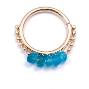 Pupil Hall Various Stones x5 with Apatite - yellow gold chained seam ring